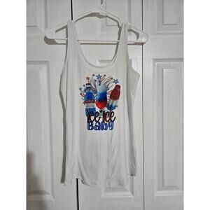 No boundaries large 11-13 juniors red white and blue tank top
